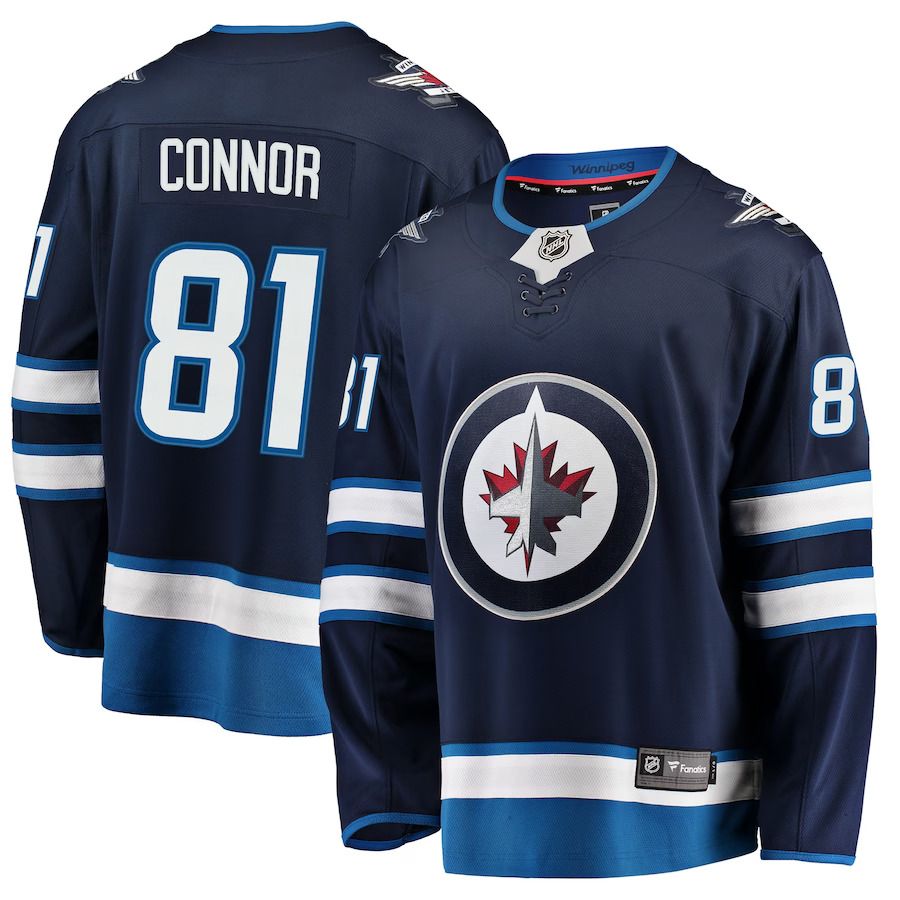 Men Winnipeg Jets 81 Kyle Connor Fanatics Branded Navy Breakaway Replica NHL Jersey